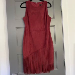 Burgundy Dynamite Fringe Mini Dress